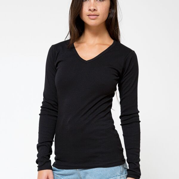 4376 Baby Rib L/S V-Neck Thumbnail